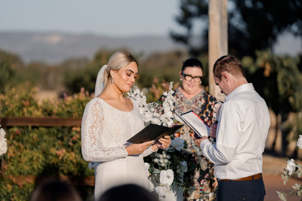 Elegant outdoor wedding reception at a Swan Valley vineyard in Perth