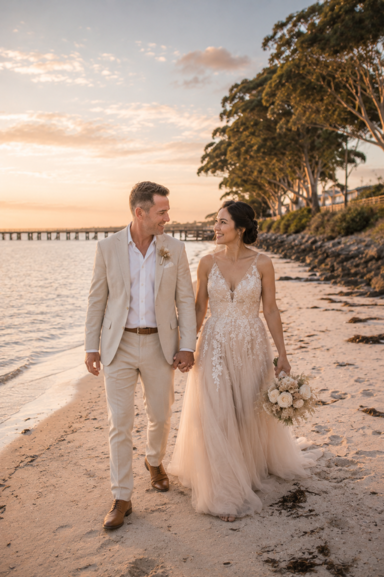 Dunsborough wedding photography at Meelup Beach