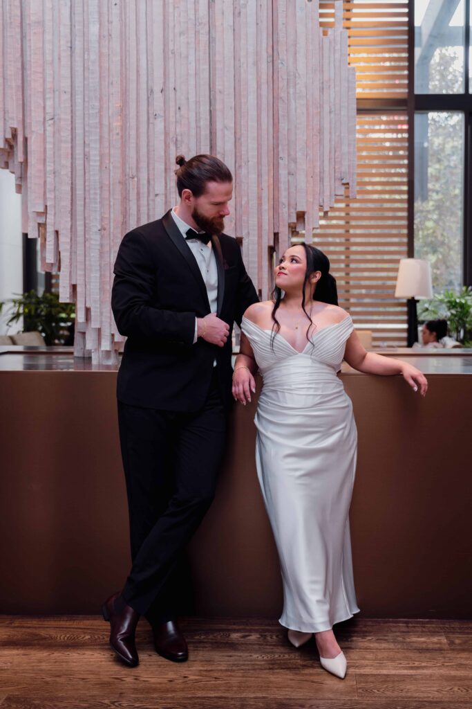 Bride and groom at their Westin Perth Hotel wedding reception.